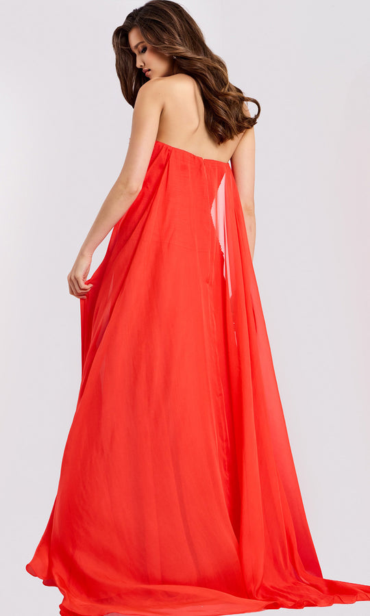 Jovani 45269 - Strapless Chiffon Prom Gown with Cape Detail