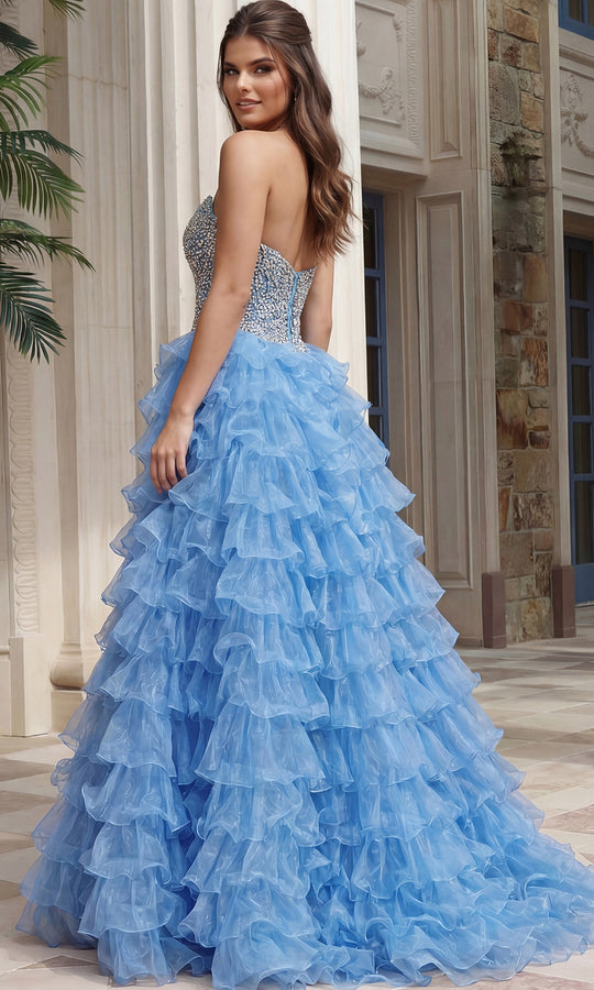 Jovani 45341 - Tiered Ruffle Skirt Sweetheart Long Gown