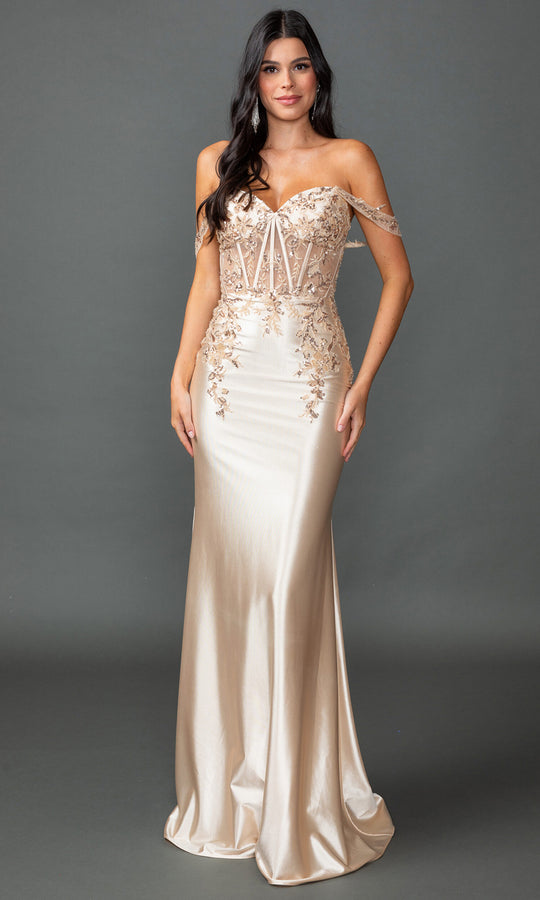 Dancing Queen 4540 - Satin Corset Mermaid Evening Dress