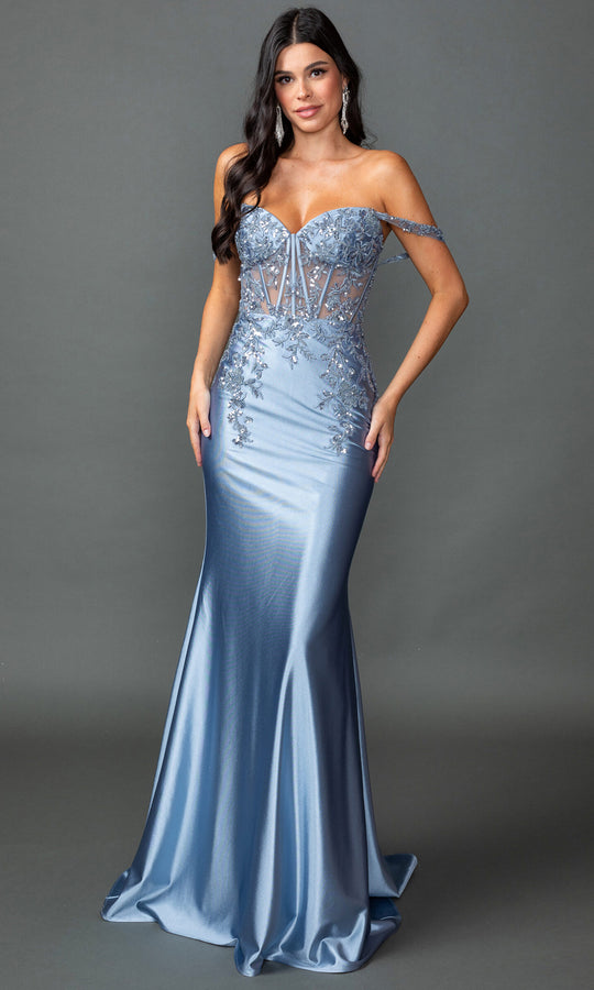 Dancing Queen 4540 - Satin Corset Mermaid Evening Dress