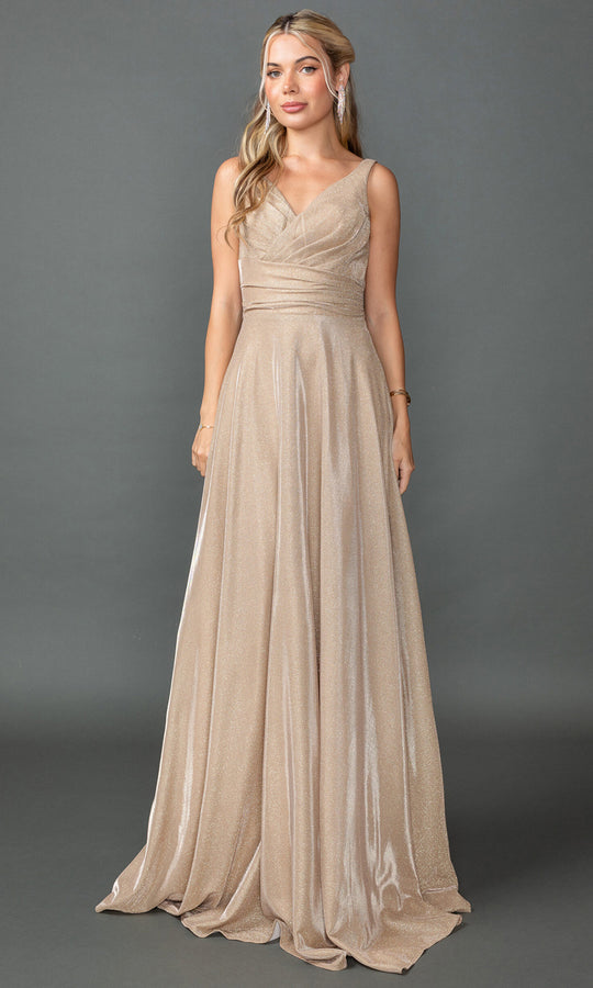 Dancing Queen 4545 - Glitter V-Neck A-Line Prom Dress