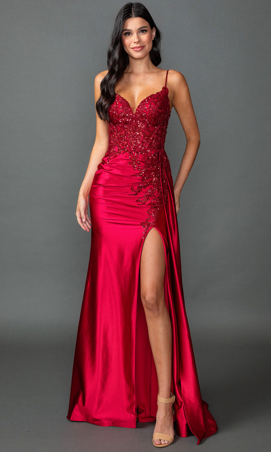 Dancing Queen 4552 - Sequin Applique Spaghetti Strap Prom Gown
