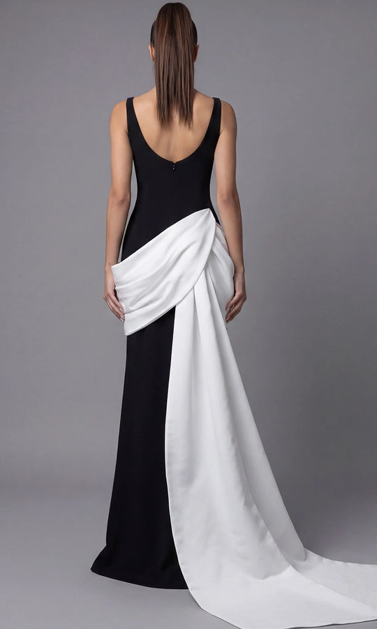 Jovani 45619 - Square Neck Draped Sheath Gown