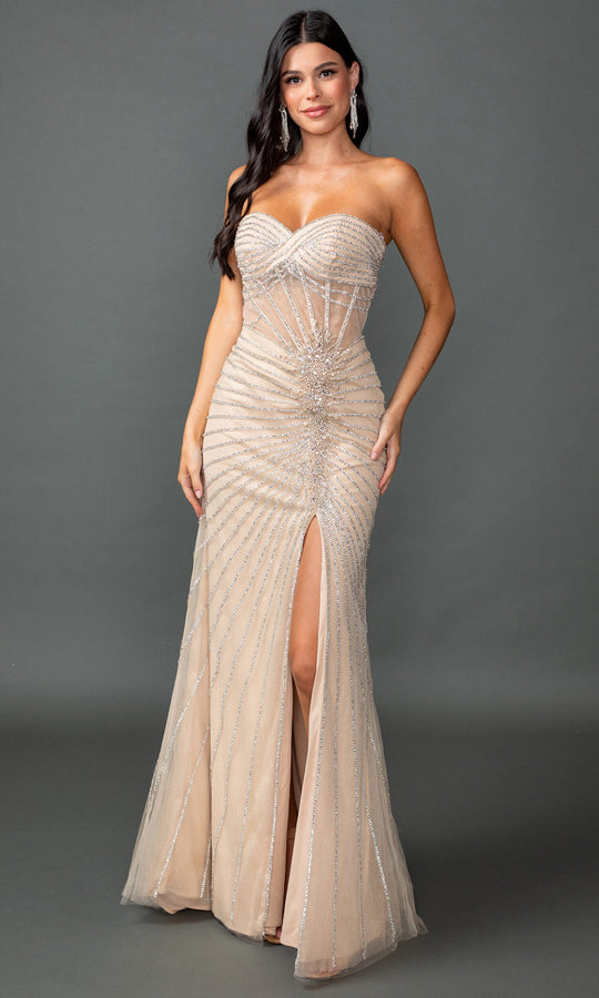 Dancing Queen 4562 - Strapless Lace-Up Back Prom Gown