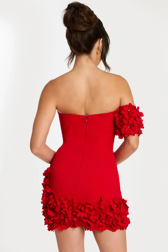 Jovani 45635 - Straight Neckline Mini Dress with 3D Floral Trim