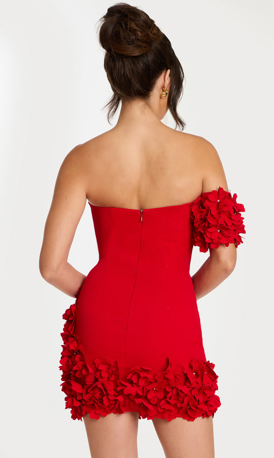 Jovani 45635 - Straight Neckline Mini Dress with 3D Floral Trim