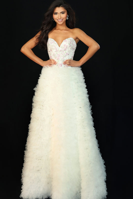 Jovani 45636 - Sweetheart Neck Ruffle A-Line Prom Dress