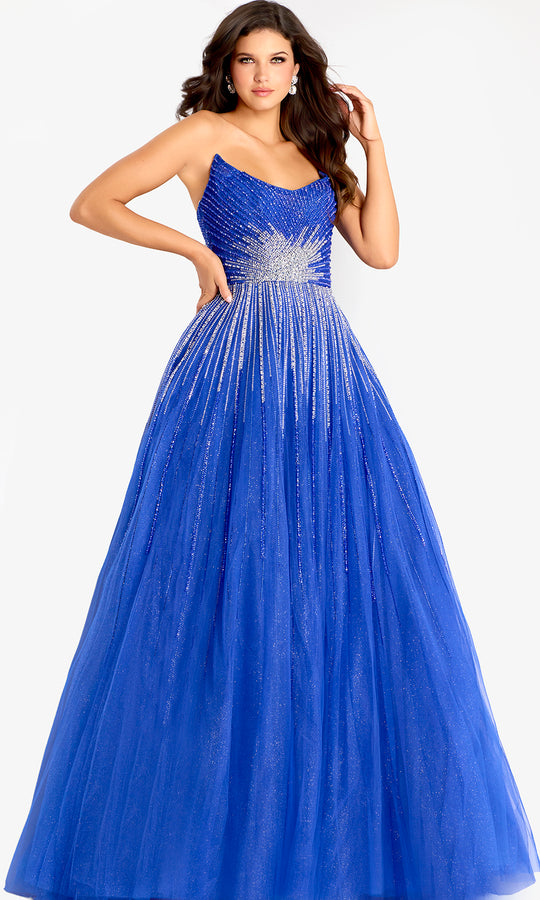 Jovani 45649 - Crystal Beaded Scoop Neckline Gown