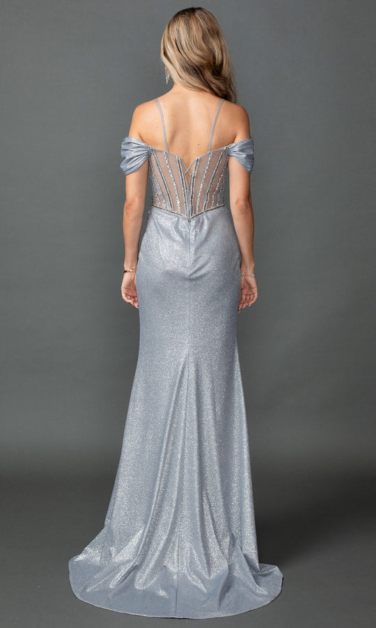 Dancing Queen 4564 - Beaded Bodice Cold Shoulder Prom Gown