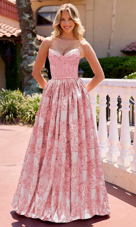 Primavera Couture 4566 - Sparkling Applique Strapless Ballgown