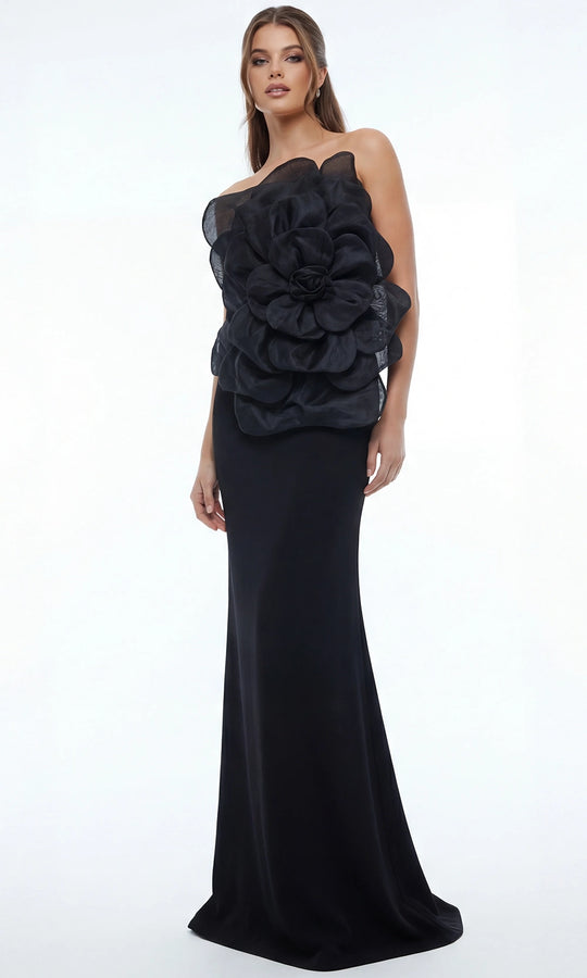 Jovani 45922 - Floral Bodice Column Gown with Slit