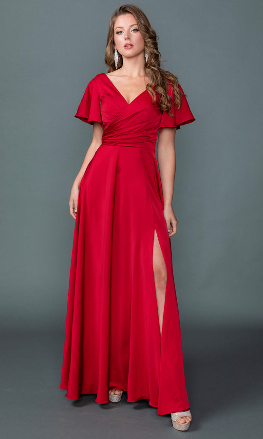 Dancing Queen 4602 - Surplice Neckline A-Line Prom Gown with Slit