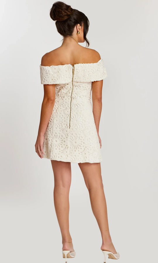 Jovani 46036 - Folded Neckline Floral Lace Short Dress