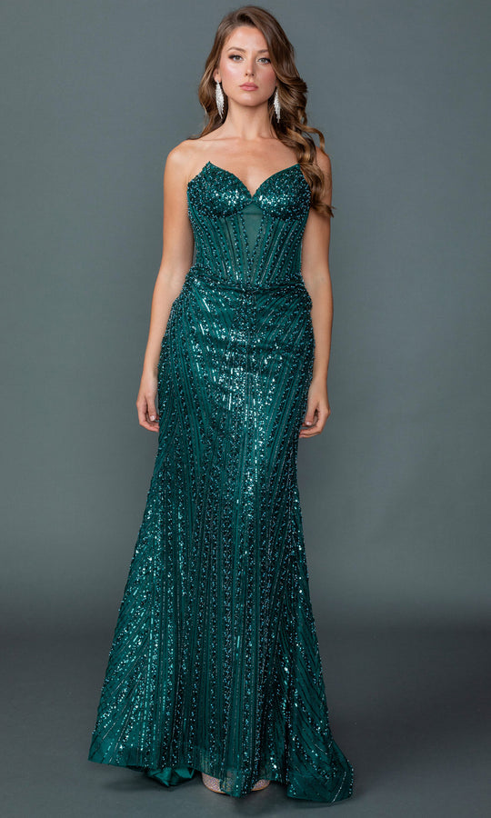 Dancing Queen 4606 - Illusion Corset Sequin Embellished Prom Gown