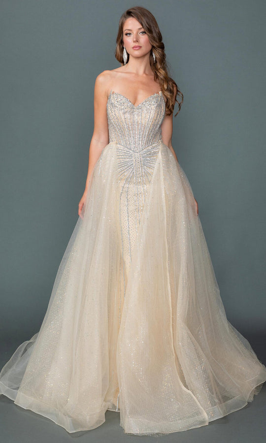 Dancing Queen 4607 - Linear Beaded Sweetheart Overskirt Gown
