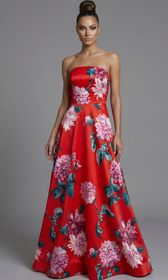 Jovani 46562 - Printed Satin A-Line Evening Gown
