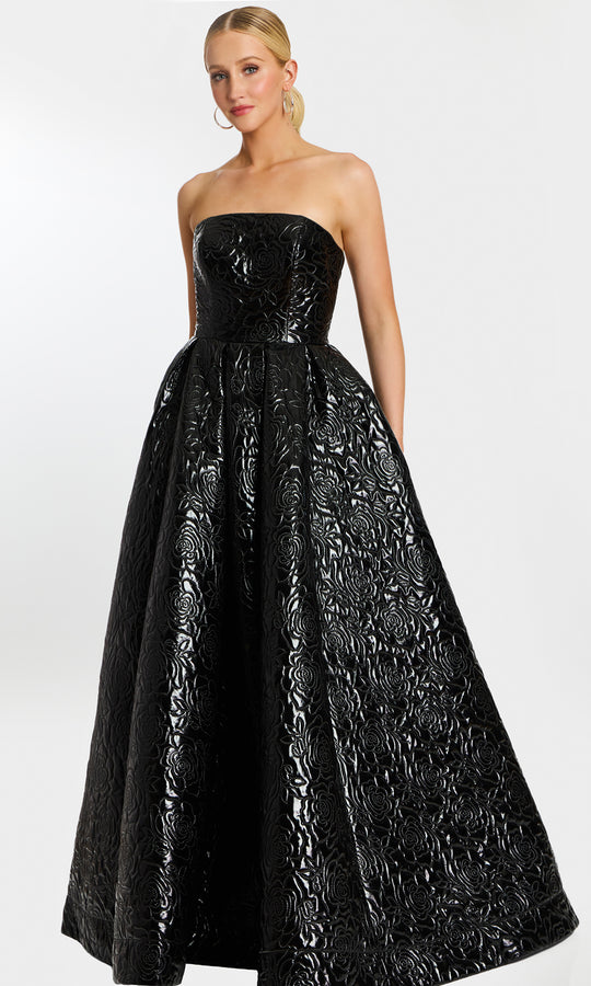 Jovani 46580 - Textured Embossed Floral Strapless Ballgown