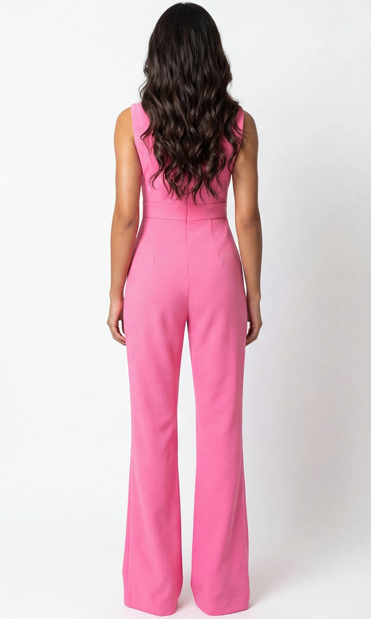 Jovani 46591 - Collared Cutout Straight Leg Jumpsuit