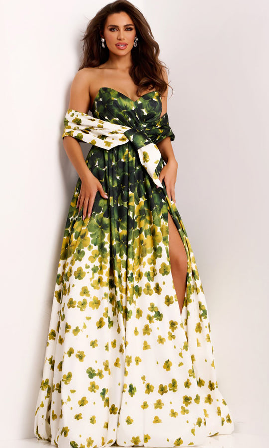 Jovani 46723 - Strapless Sweetheart Floral Gown