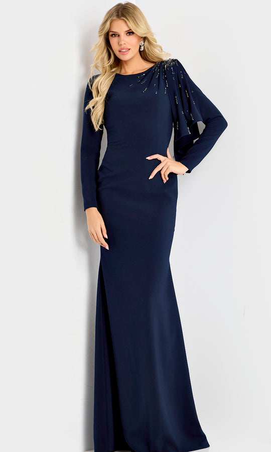 Jovani 46738 - Long Sleeve Bateau Neck Evening Gown