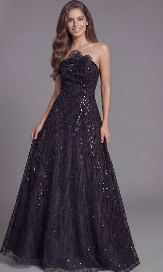 Jovani 46785 - Glitter Tulle A-Line Strapless Evening Gown