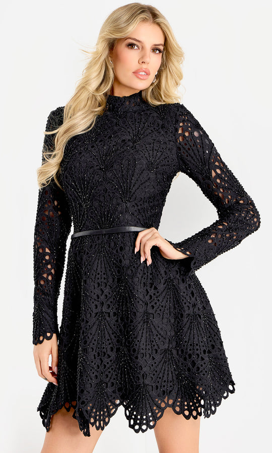 Jovani 46899 - Cutout Lace Pattern Long Sleeve Dress