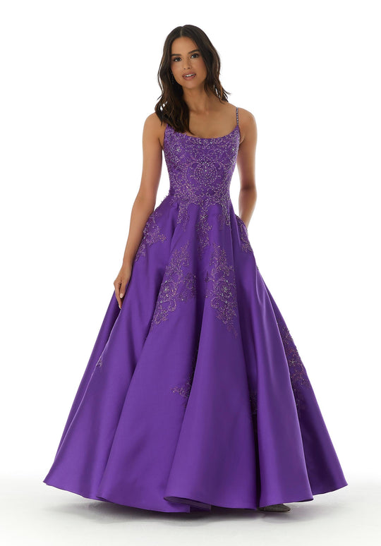 Mori Lee 49320 - Embroidered Satin Scoop Ballgown
