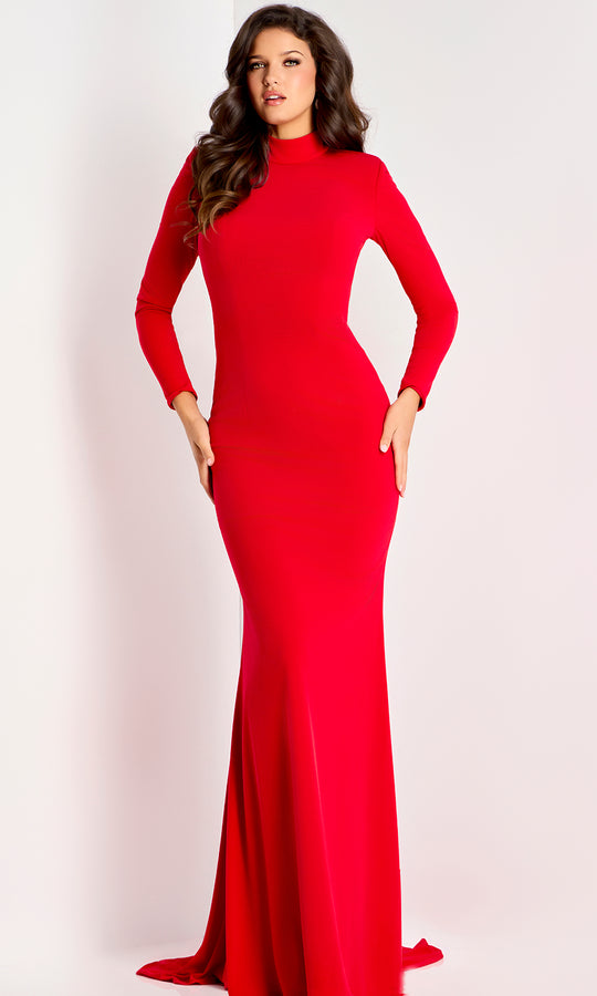Jovani 47081 - High Neck Minimalist Evening Gown