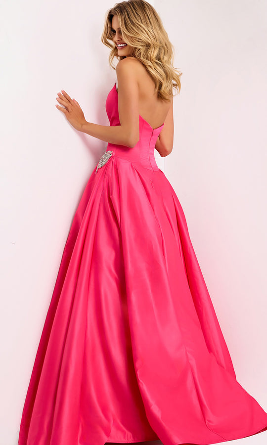 Jovani 47096 - Rhinestone Bow Strapless Satin Ballgown
