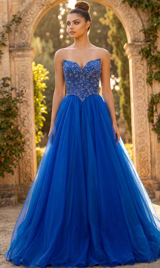 Jovani 47197 - Sweetheart Neckline Beaded Tulle Ballgown