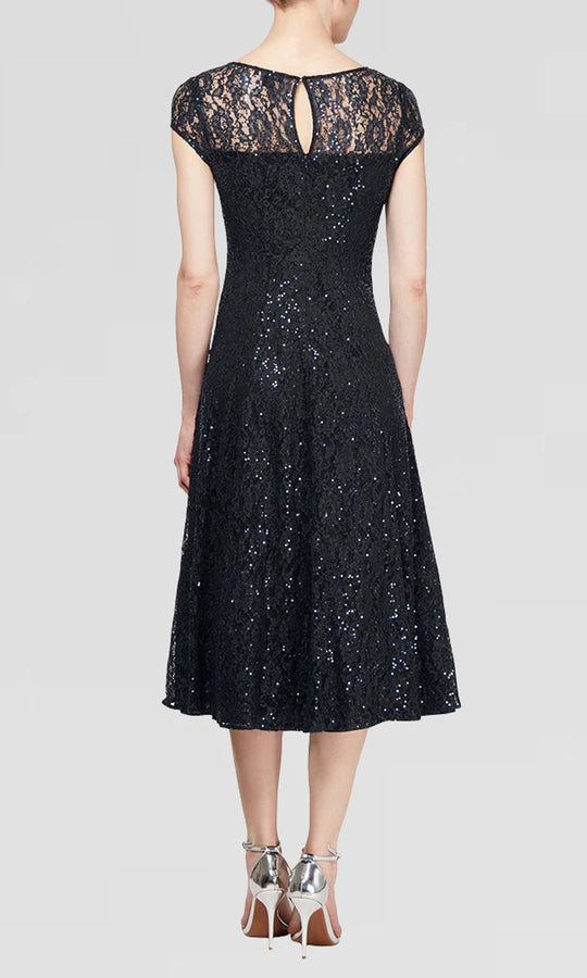 S.L. Fashions Dresses (SLNY) 9219129 - Sequin Lace Midi Formal Dress