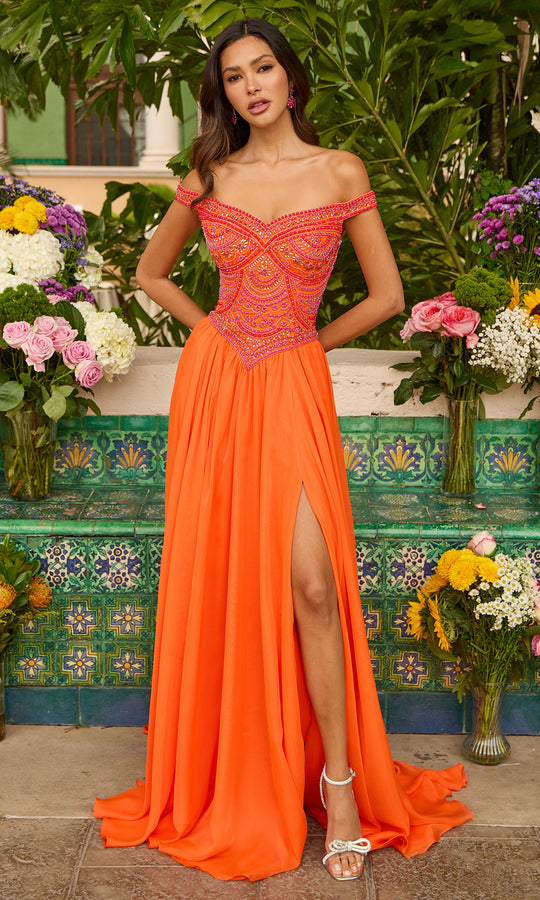 Ava Presley 47254 - Beaded Off?Shoulder Chiffon Ballgown