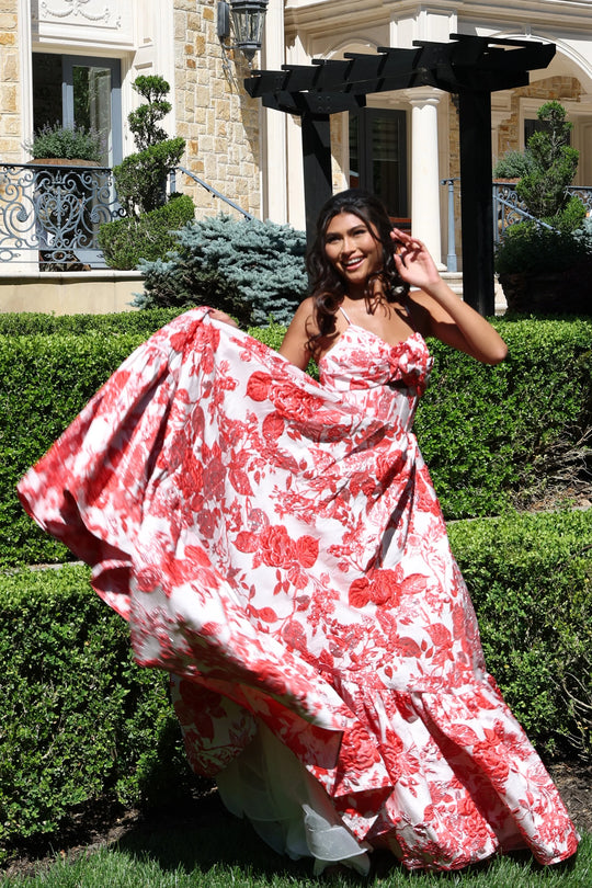 Jovani 47328 - Floral Jacquard Corset Ballgown