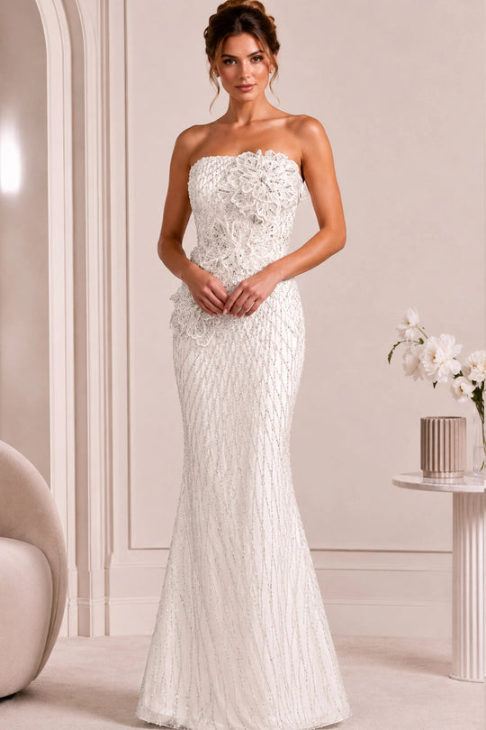 Jovani 47380 - Allover Beaded Strapless Sheath Gown
