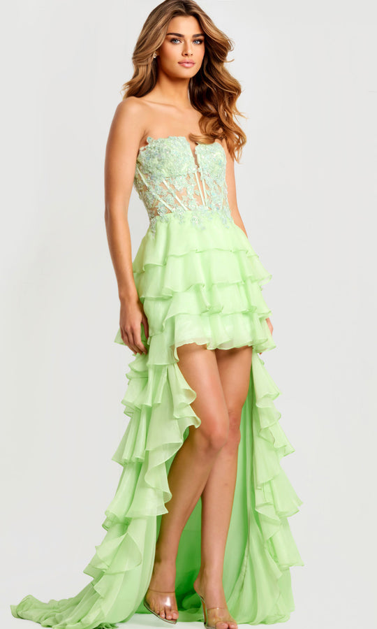 Jovani 47422 - Strapless High Low Tiered Dress