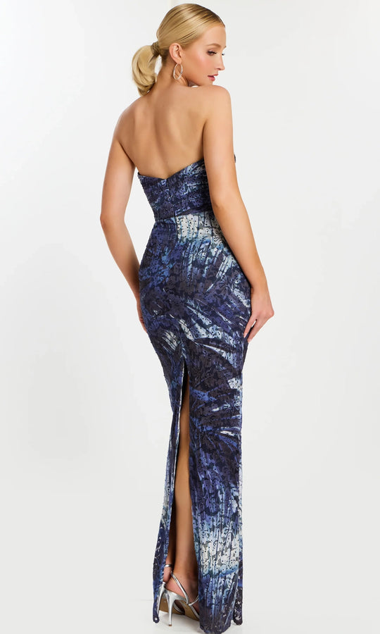 Jovani 47463 - Beaded Floral Strapless Column Gown with Back Slit