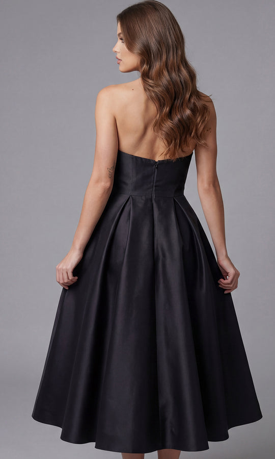 Jovani 47595 - Bow Waist Tea-Length Pleated Dress