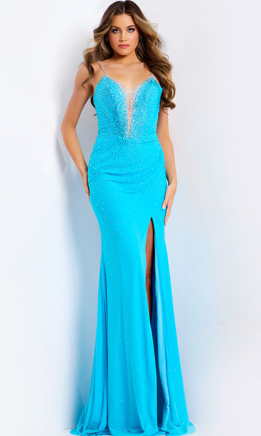 Jovani 47610 - Plunging V-Neck Basque Beaded Prom Dress