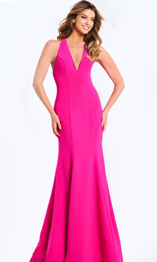 Jovani 47639 - Halter V-Neck Seamed Prom Gown