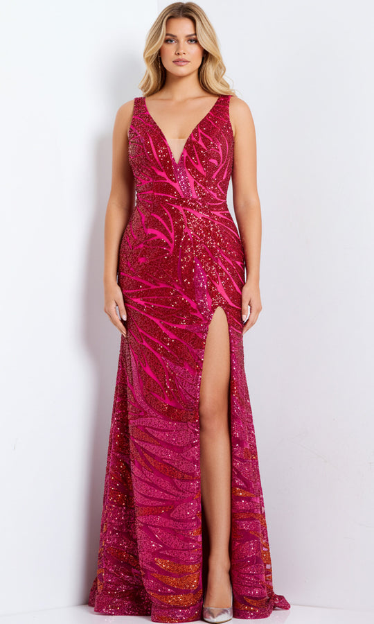Jovani 47682 - Sparkling Sequin V-Neckline Prom Gown