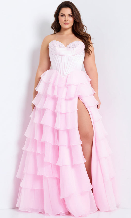 Jovani 47762 - Strapless Tiered Ruffle Ballgown with Slit