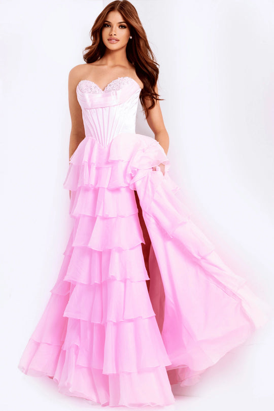 Jovani 47762 - Strapless Tiered Ruffle Ballgown with Slit