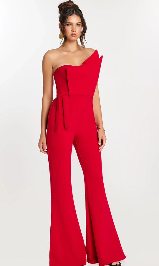 Jovani 48206 - One Shoulder Jumpsuit with Flared Legs