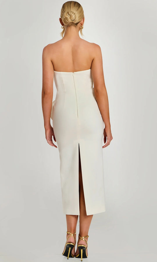 Jovani 48208 - Strapless Midi Dress with Rose Detail