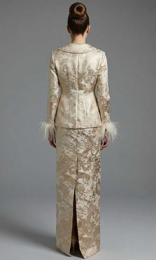 Jovani 48224 - Brocade Jacket Column Skirt Evening Gown