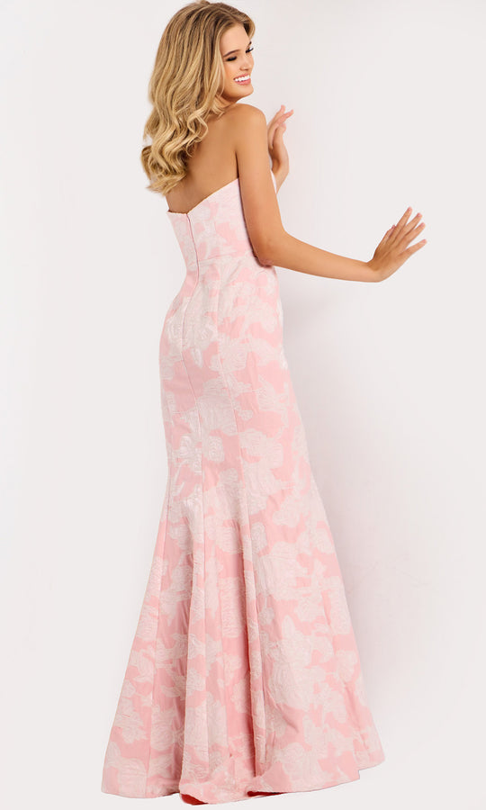 Jovani 48260 - Bow Detail Floral Jacquard Mermaid Gown