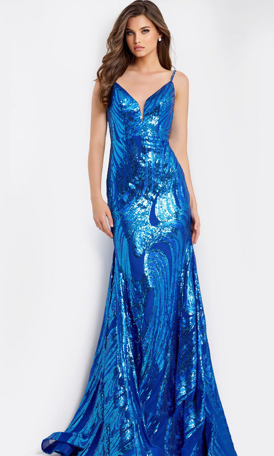 Jovani 48518 - Swirl Sequin Backless Prom Dress