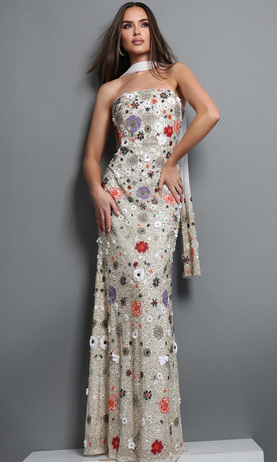 Jovani 48587 Multi Color Beaded Fitted Dress