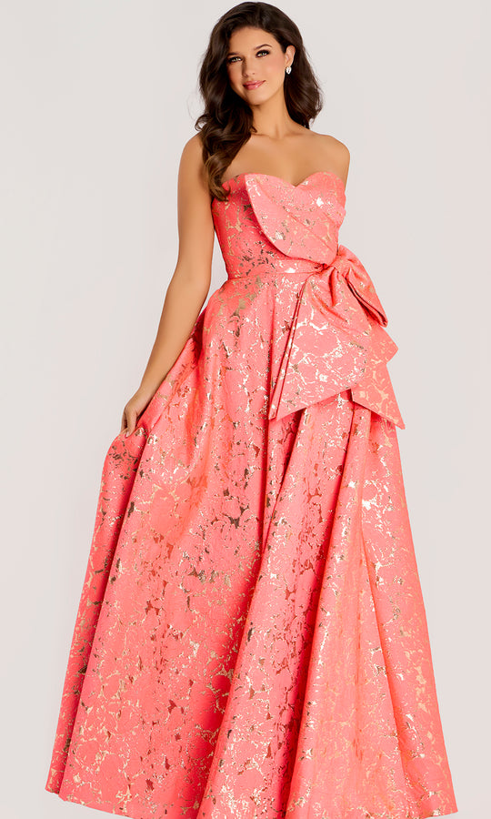 Jovani 48657 - Metallic Jacquard Sweetheart Evening Gown