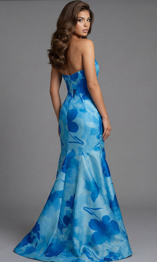 Jovani 48705 - Abstract Floral Print Ruffle Mermaid Gown